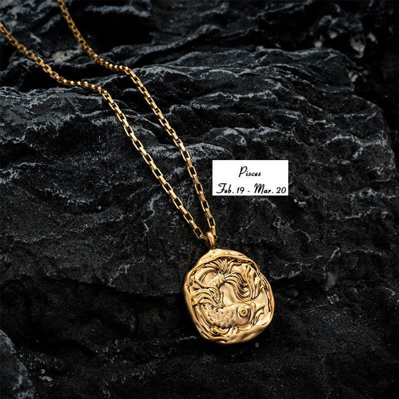 Collana Olivenorma Zodiac in acciaio al titanio placcato oro 18k