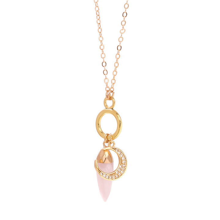 Collana con ciondolo a forma di luna con zirconi e cristalli di competizione Olivenorma