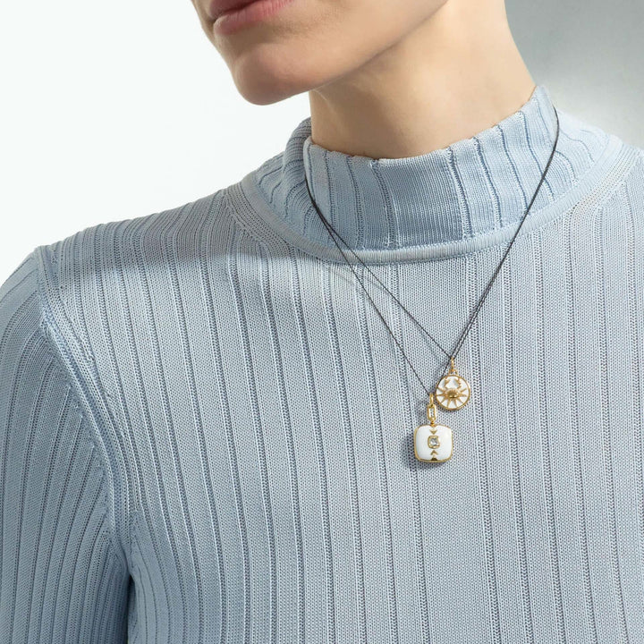 Collana Olivenorma in acciaio inossidabile 18k con zircone bianco e zodiaco vintage