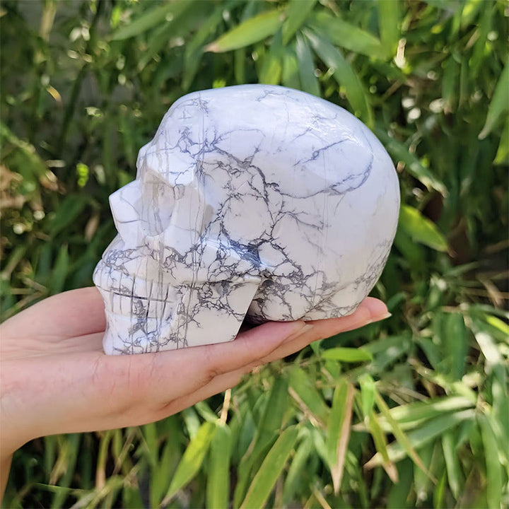 Olivenorma 10cm Decorazione in pietra preziosa turchese bianco naturale Teschio di cristallo - image 2