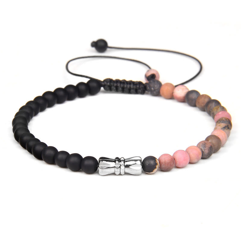 Bracciale intrecciato in onice nero e pietra naturale Olivenorma da 4 mm 