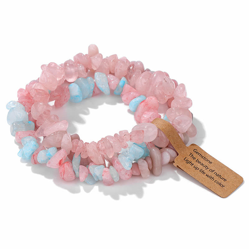 Bracciale Olivenorma a tre strati con ghiaia di cristallo irregolare naturale