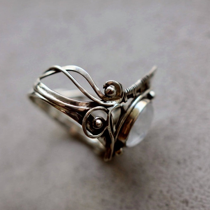 Anello vintage in pietra di luna Olivenorma 