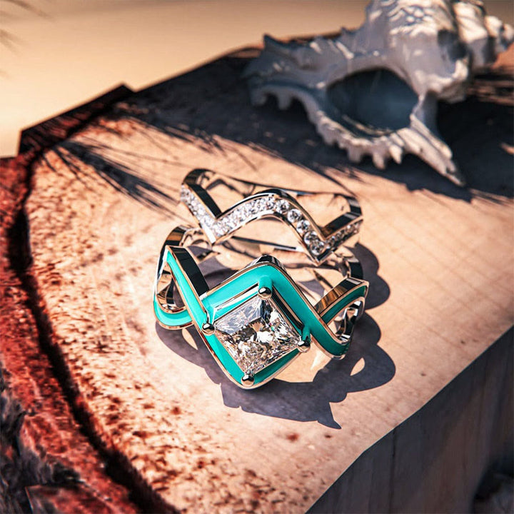 Anello Olivenorma Turchese Ocean Wave