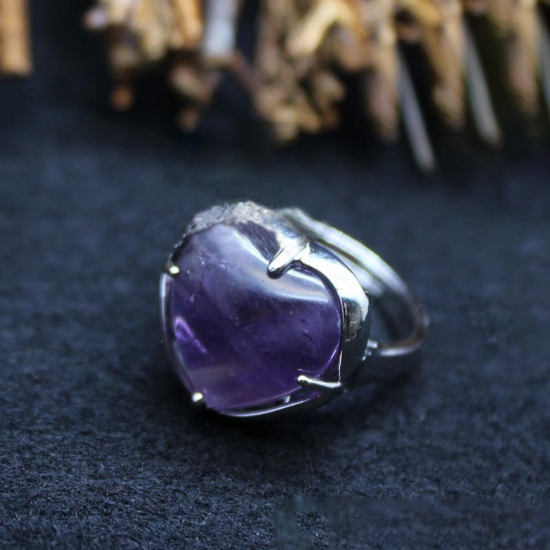 Anello a forma di cuore in cristallo di pietra naturale Olivenorma