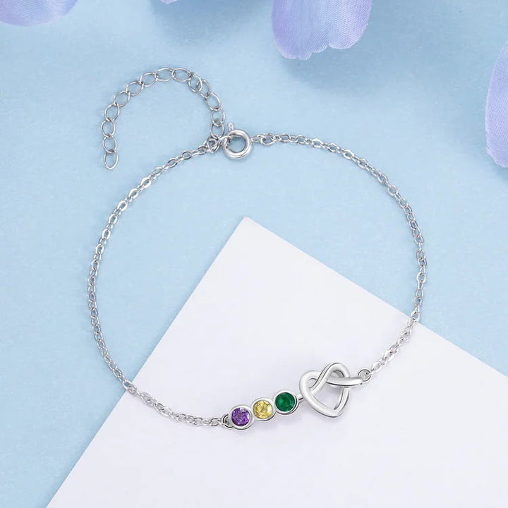 Braccialetto personalizzato Olivenorma Heart 2-5 pietre portafortuna