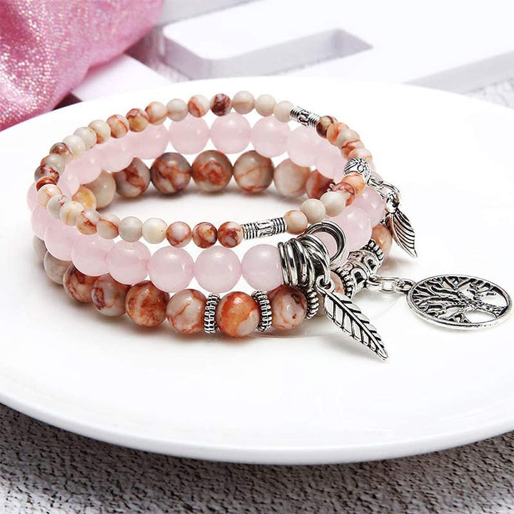 Bracciale Olivenorma Tree Of Life in quarzo rosa