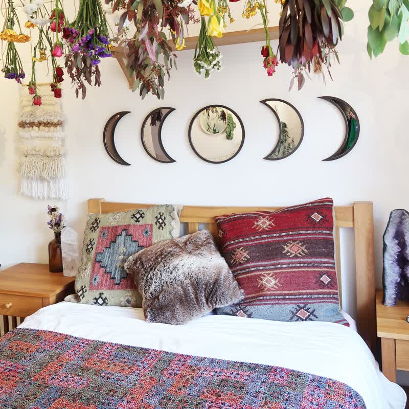 Specchi da parete in compensato di legno Olivenorma con fasi lunari - Set da 5 pezzi - Burlywood - image 0