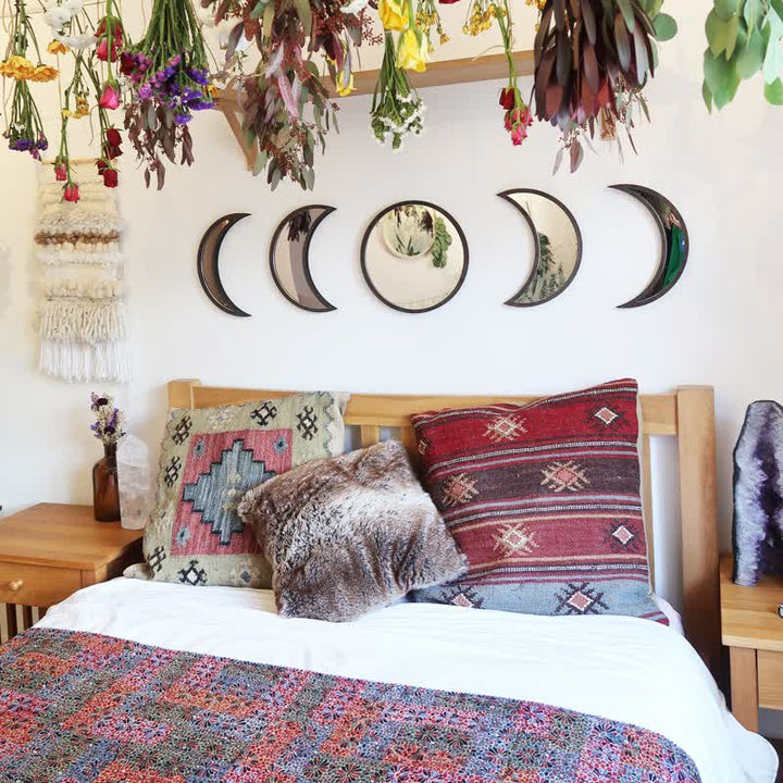 Specchi da parete in compensato di legno Olivenorma con fasi lunari - Set da 5 pezzi - Burlywood - image 0