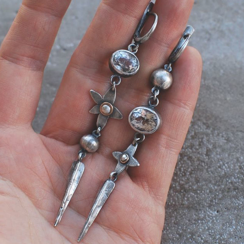 Olivenorma orecchini pendenti geometrici a forma di stella con strass lunghi - image 1