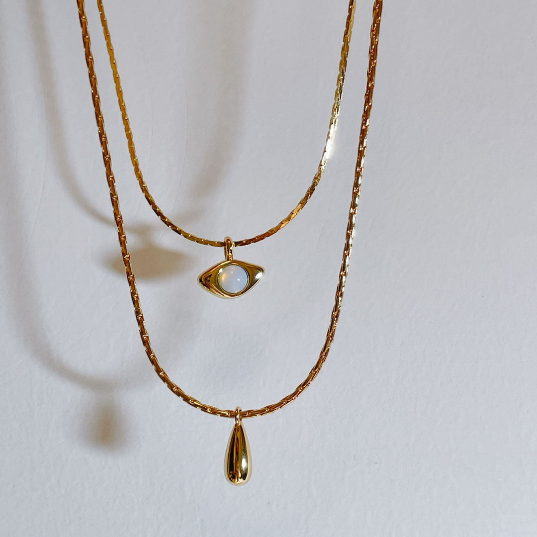 Collana a doppio strato con ciondolo malocchio in opalite Olivenorma - image 8