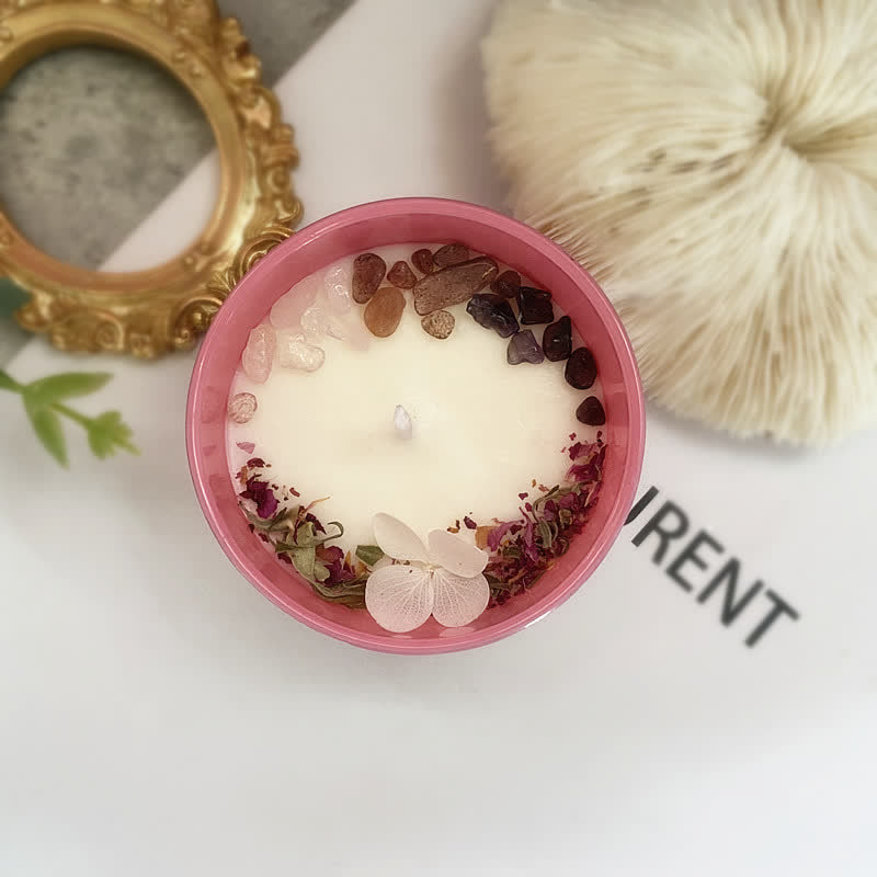 Garden Roses - Candela di cristallo naturale fatta a mano per aromaterapia