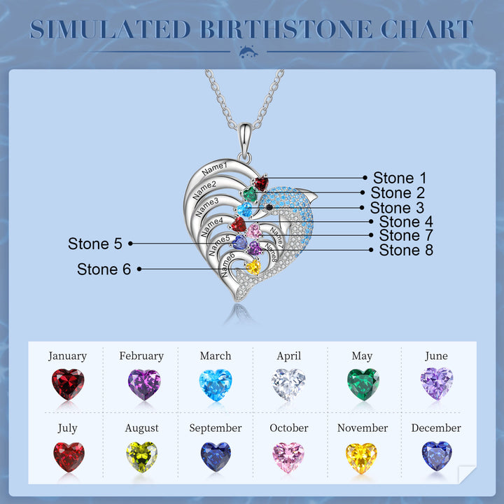 Collana con ciondolo in pietra incisa a forma di cuore di delfino Olivenorma
