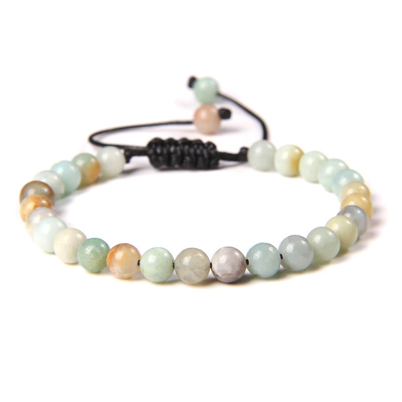 Bracciale intrecciato con perline di pietra naturale Olivenorma da 6 mm 