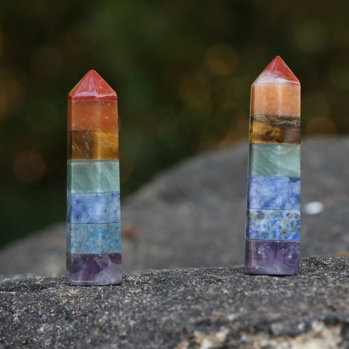 Ornamenti per colonne esagonali con chakra Olivenorma Bacchette di cristallo