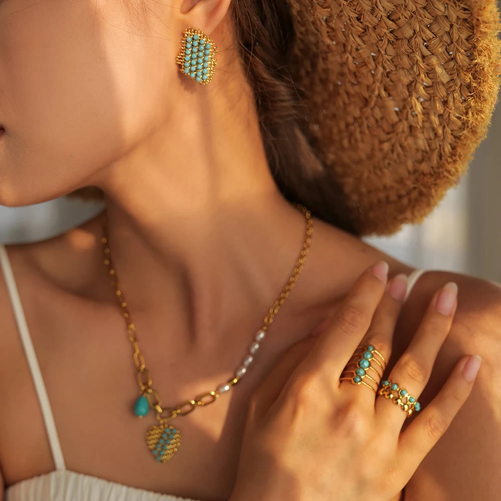 Olivenorma Gioielli in acciaio inossidabile color oro 18K Anello collana 