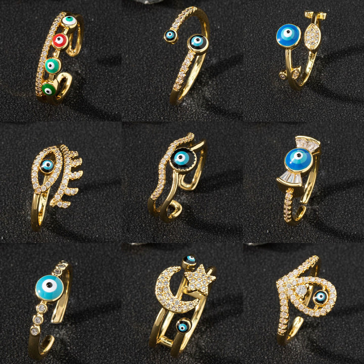 Olivenorma Anello Zircone Bianco Anello Regolabile Malocchio