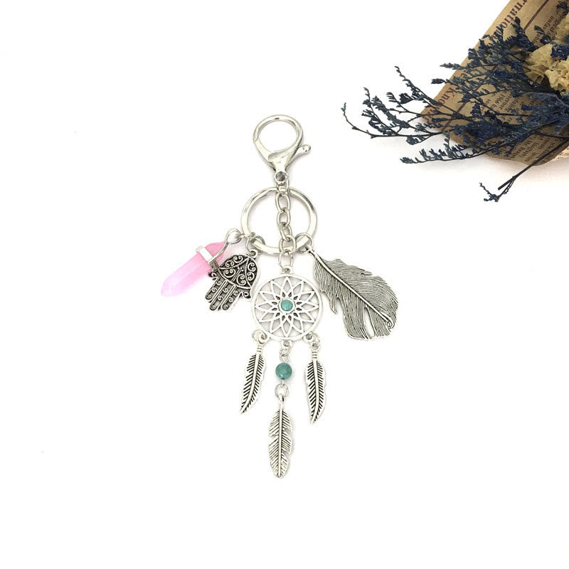 Olivenorma Natural Gemstone Dreamcatcher Ciondolo Hamsa Portachiavi