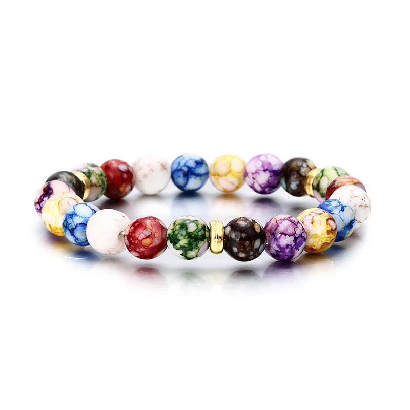 Bracciale yoga con sette chakra in pietra di agata colorata