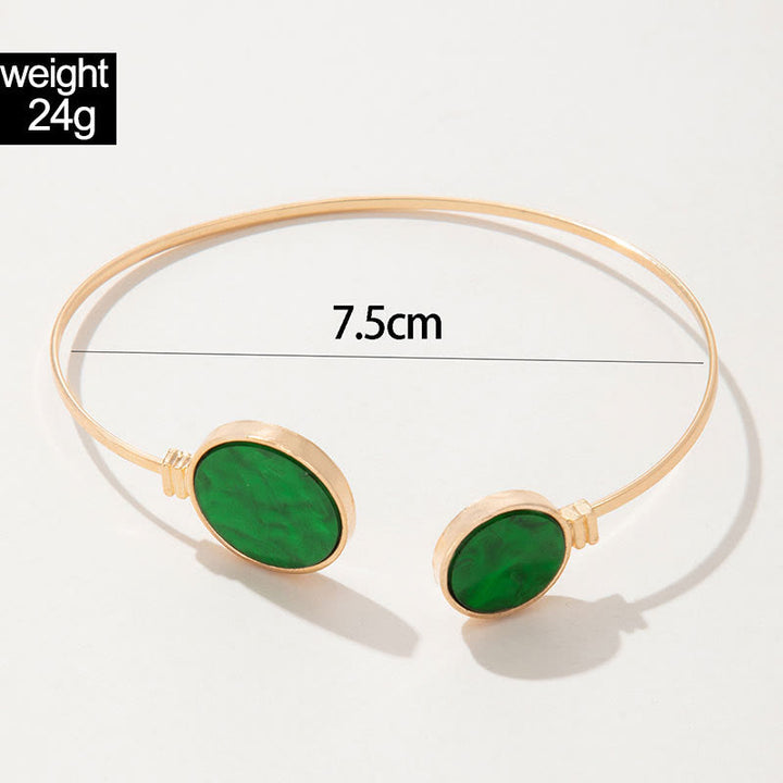 Olivenorma Set di cinque bracciali aperti in lega di pietra naturale 