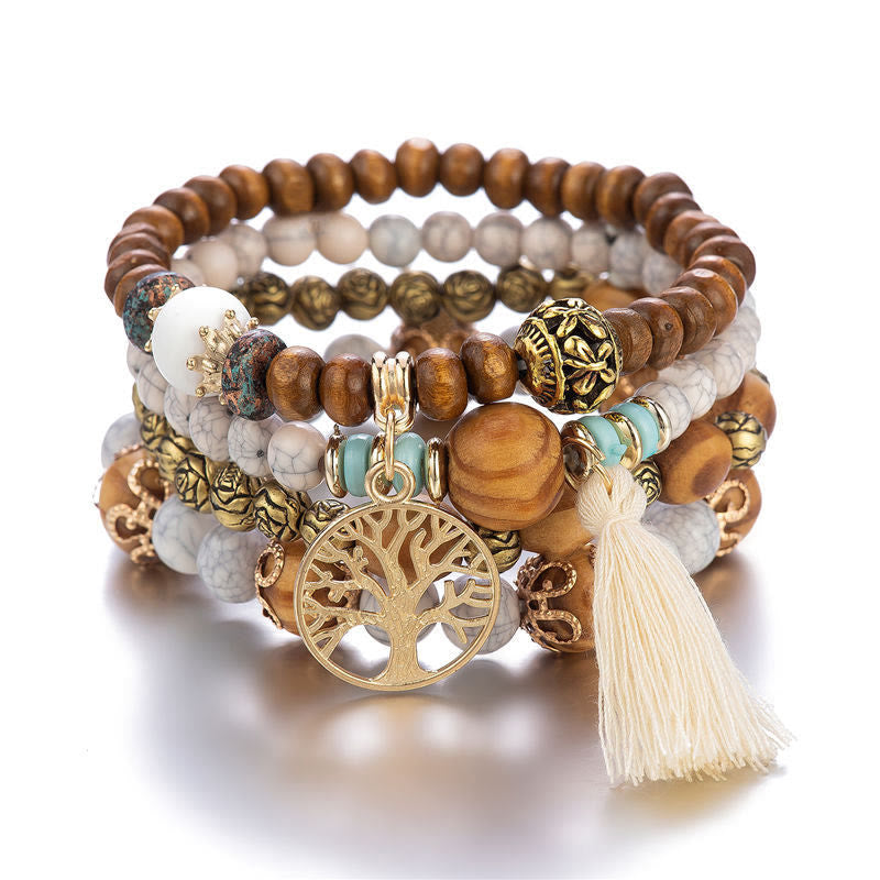 Olivenorma Bohemia Tree Of Life Braccialetto di perline Set (4 pezzi)