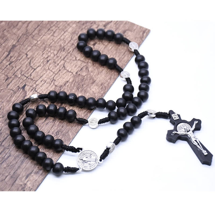 Olivenorma Madonna Croce Collana Rosario Onice Nero