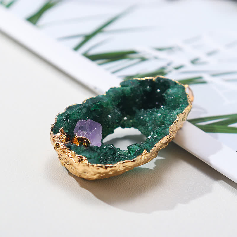 Collana di roccia geode di cristallo naturale