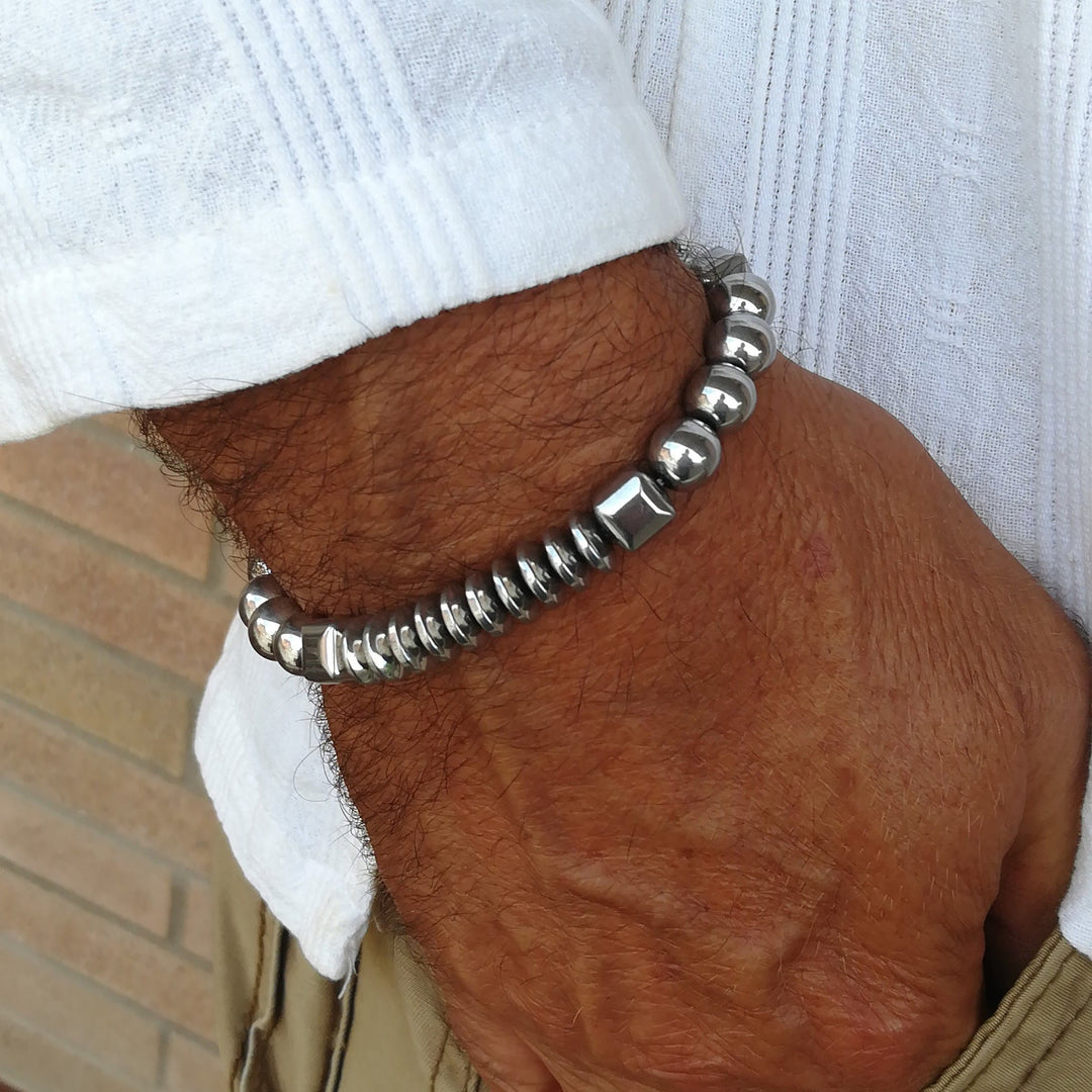 Bracciale da uomo con set di pietre preziose impilabili Olivenorma