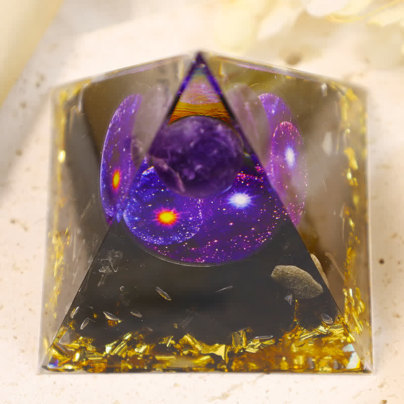 Piramide di orgone in ossidiana Yin e Yang Olivenorma 