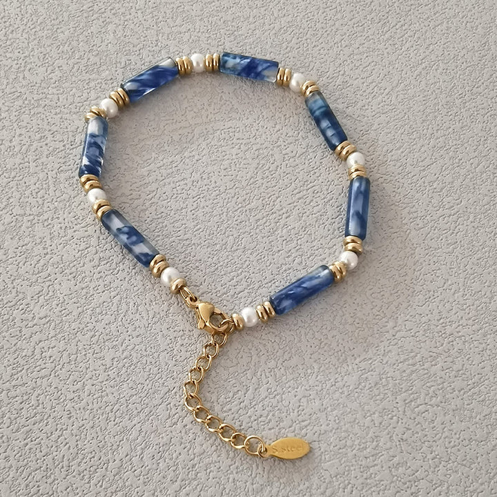 Olivenorma Set di quattro bracciali con perline in cristallo naturale 