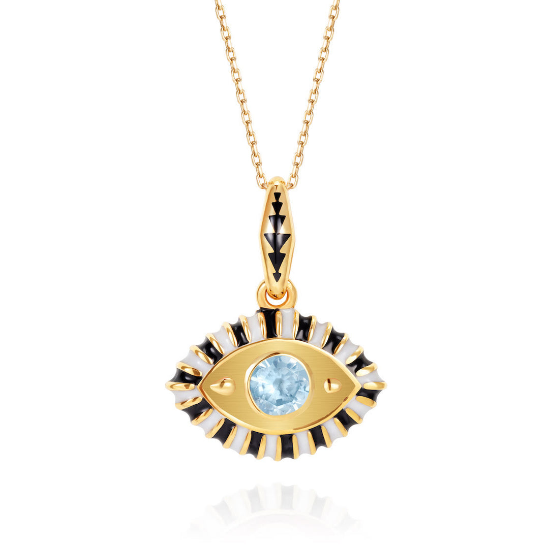 Collana con ciondolo in zircone colorato con occhio malvagio in acciaio inossidabile Olivenorma 