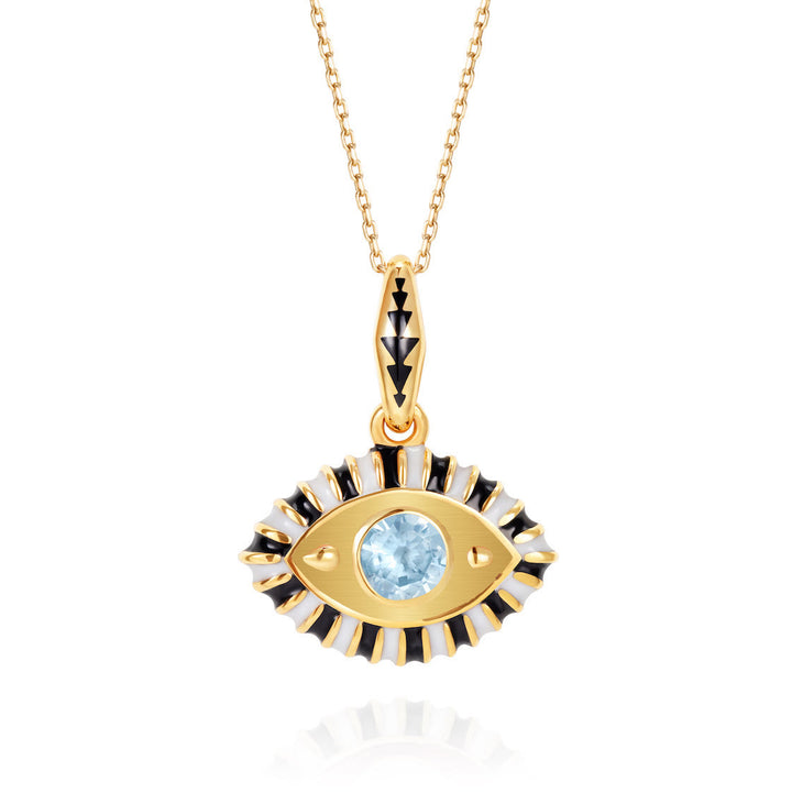 Collana con ciondolo in zircone colorato con occhio malvagio in acciaio inossidabile Olivenorma 