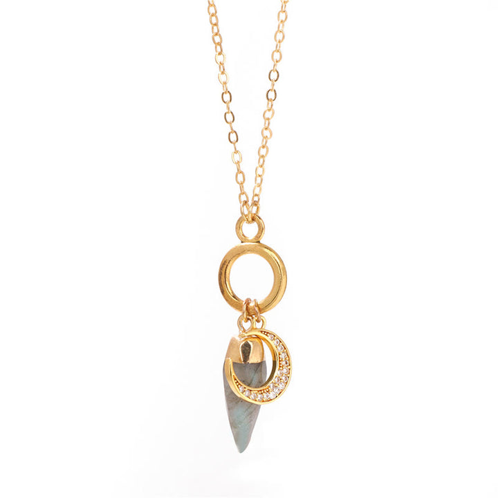 Collana con ciondolo a forma di luna con zirconi e cristalli di competizione Olivenorma