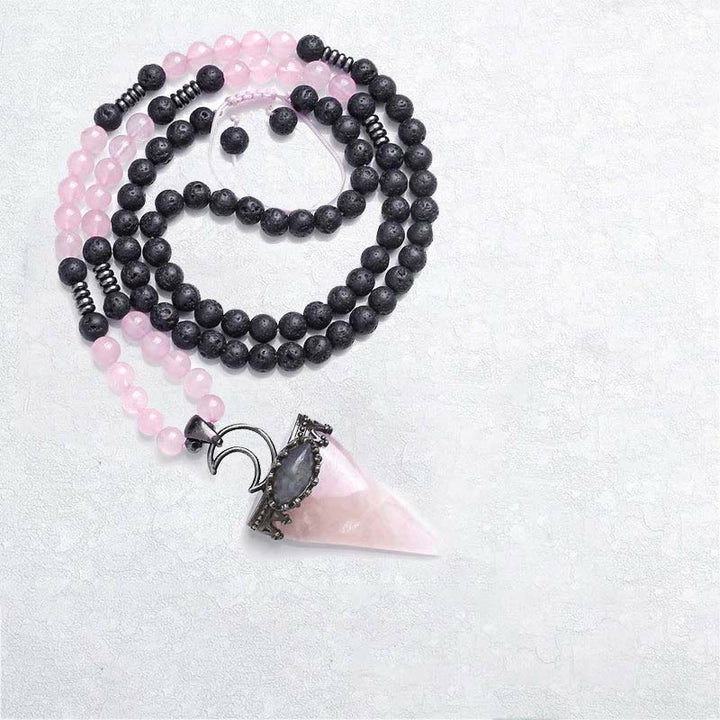 Collana con ciondolo a forma di triangolo in cristallo naturale Olivenorma