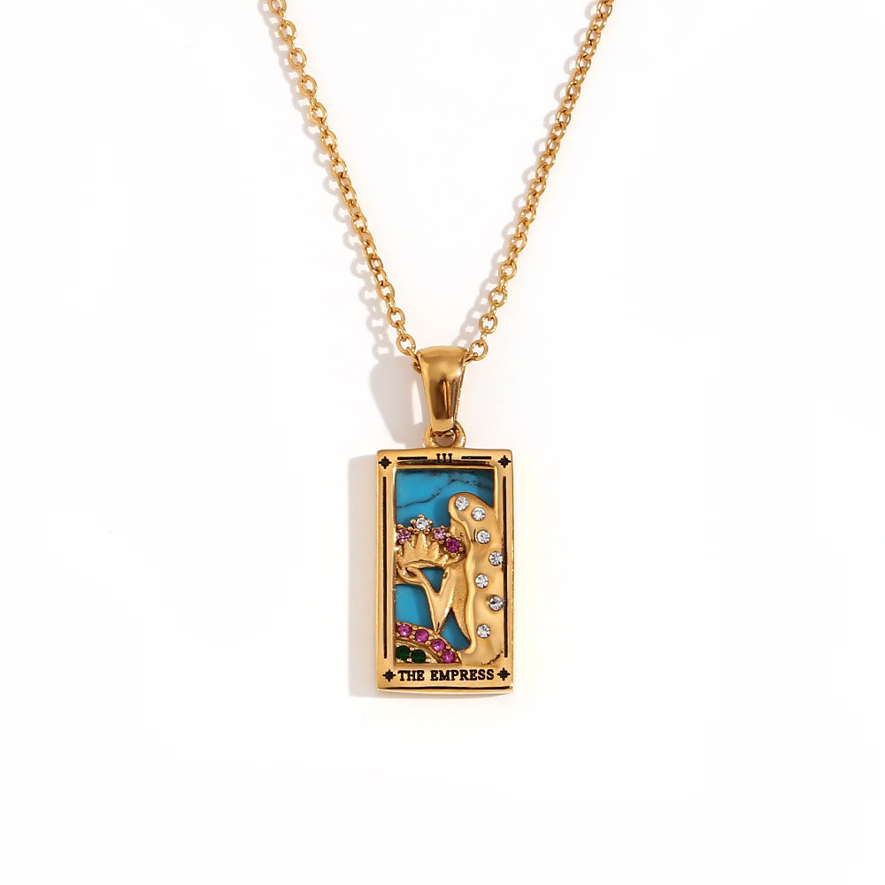 Collana con tarocchi in acciaio inossidabile placcato oro 18k Olivenorma 