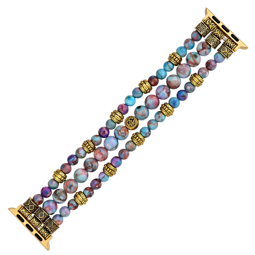 Cinturino per Apple Watch Olivenorma Blue Purple Emperor Stone Beaded Om