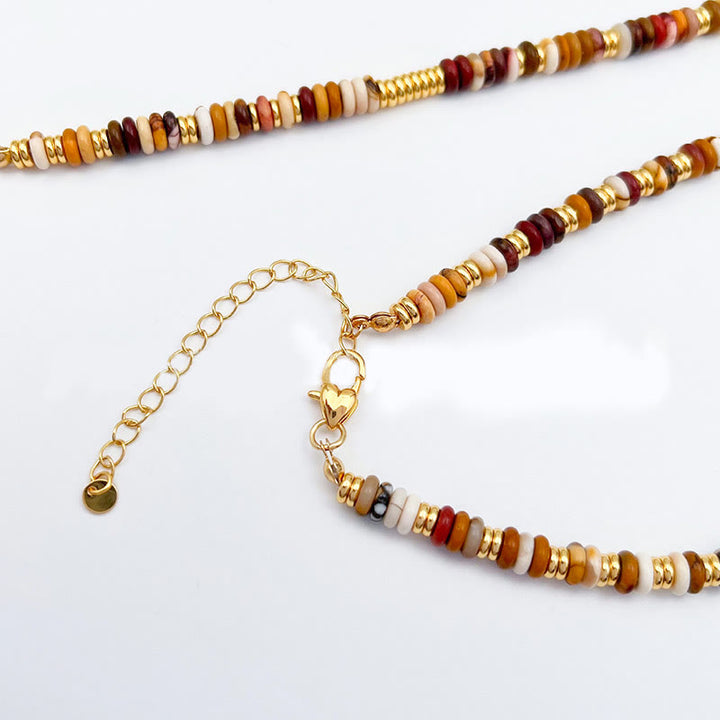 Collana con clavicola in agata naturale con perline Sunset Frisbee Olivenorma