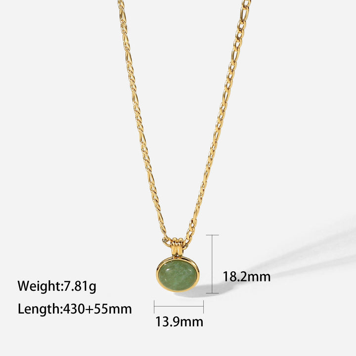 Olivenorma 14k Collana con ciondolo ovale in giada avventurina verde e clavicola 