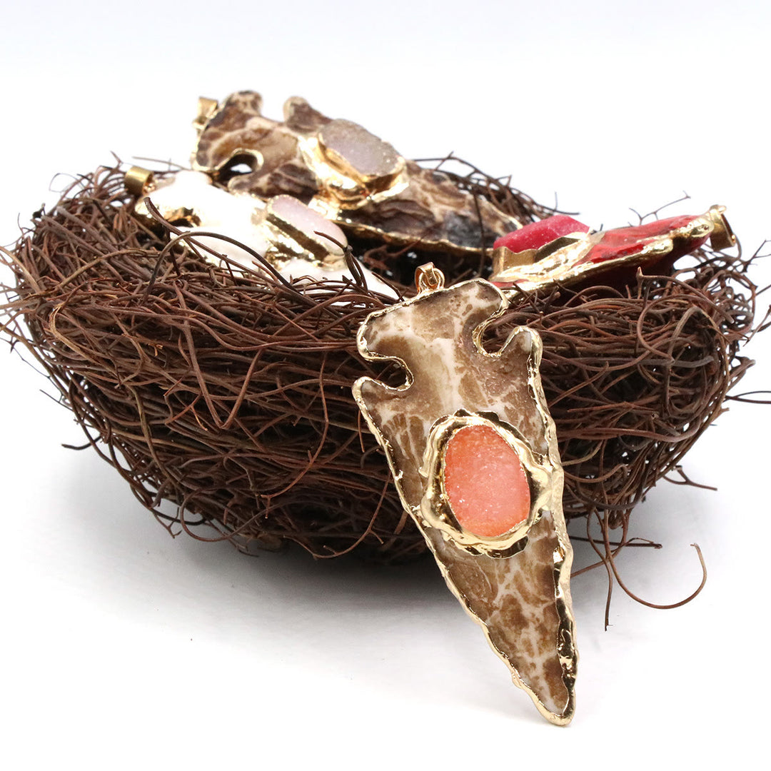 Collana con scudo freccia ancora in cristallo naturale Olivenorma