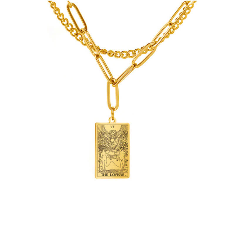 Collana a doppia catena con carta dei tarocchi Olivenorma