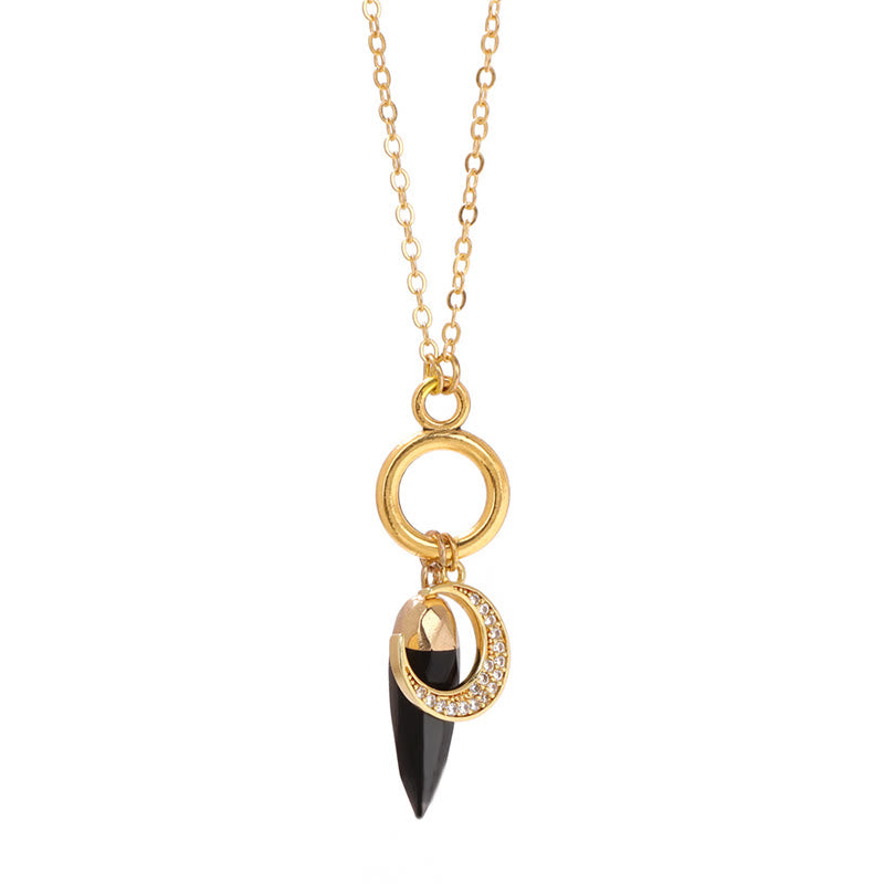 Collana con ciondolo a forma di luna con zirconi e cristalli di competizione Olivenorma