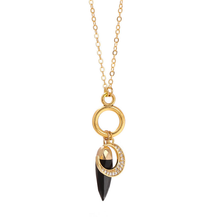 Collana con ciondolo a forma di luna con zirconi e cristalli di competizione Olivenorma