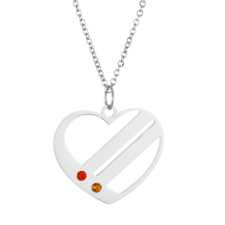 Collana con ciondolo con nome e pietra portafortuna a forma di cuore Olivenorma