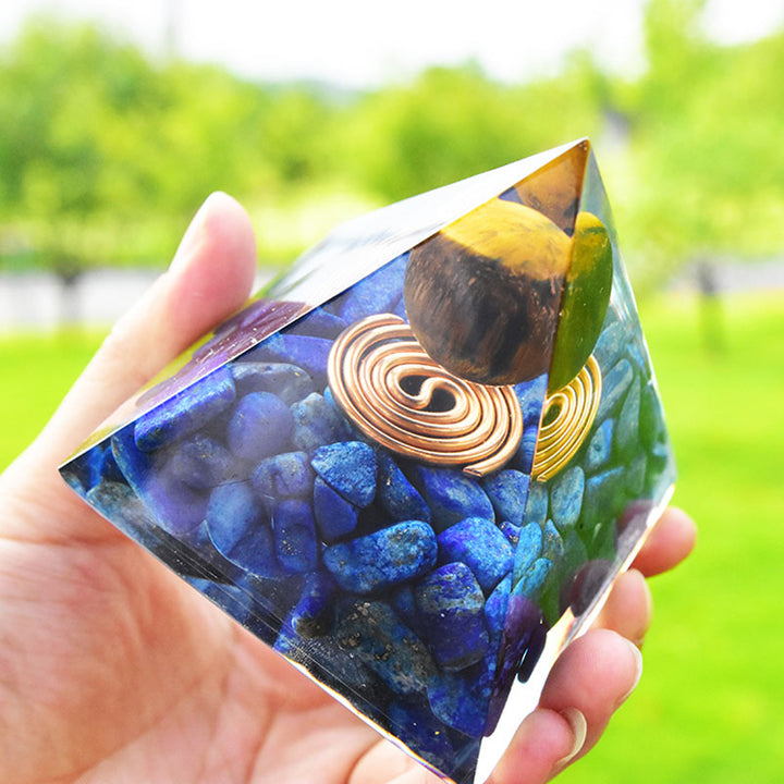 Olivenorma Lapislazzuli Occhio di Tigre Orgone Piramide