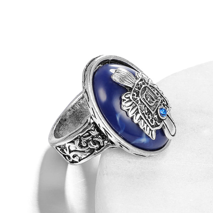 Anello con intaglio punk in lapislazzuli 