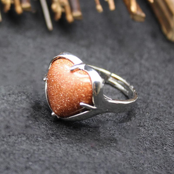 Anello a forma di cuore in cristallo di pietra naturale Olivenorma