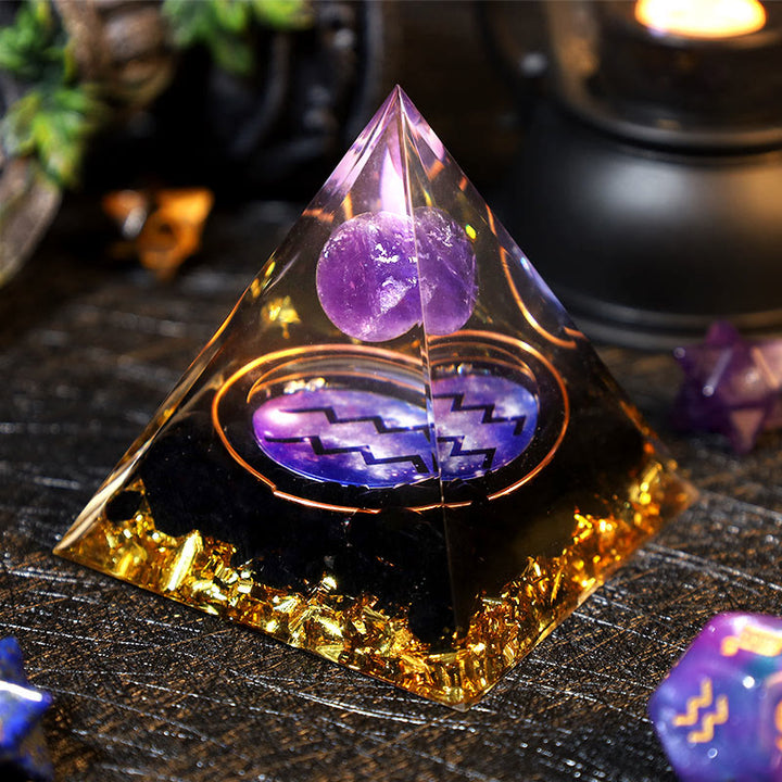 Olivenorma Ametista Palla Ossidiana Ghiaia Zodiaco Acquario Orgone Piramide
