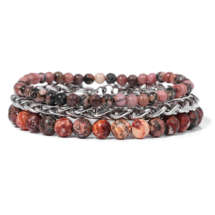 Olivenorma "Pace e calma" Bracciale in pietra rosa retrò