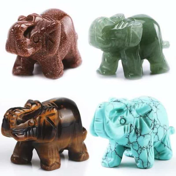 Olivenorma Reiki Elefante Figurina Decorazione Pietre Preziose