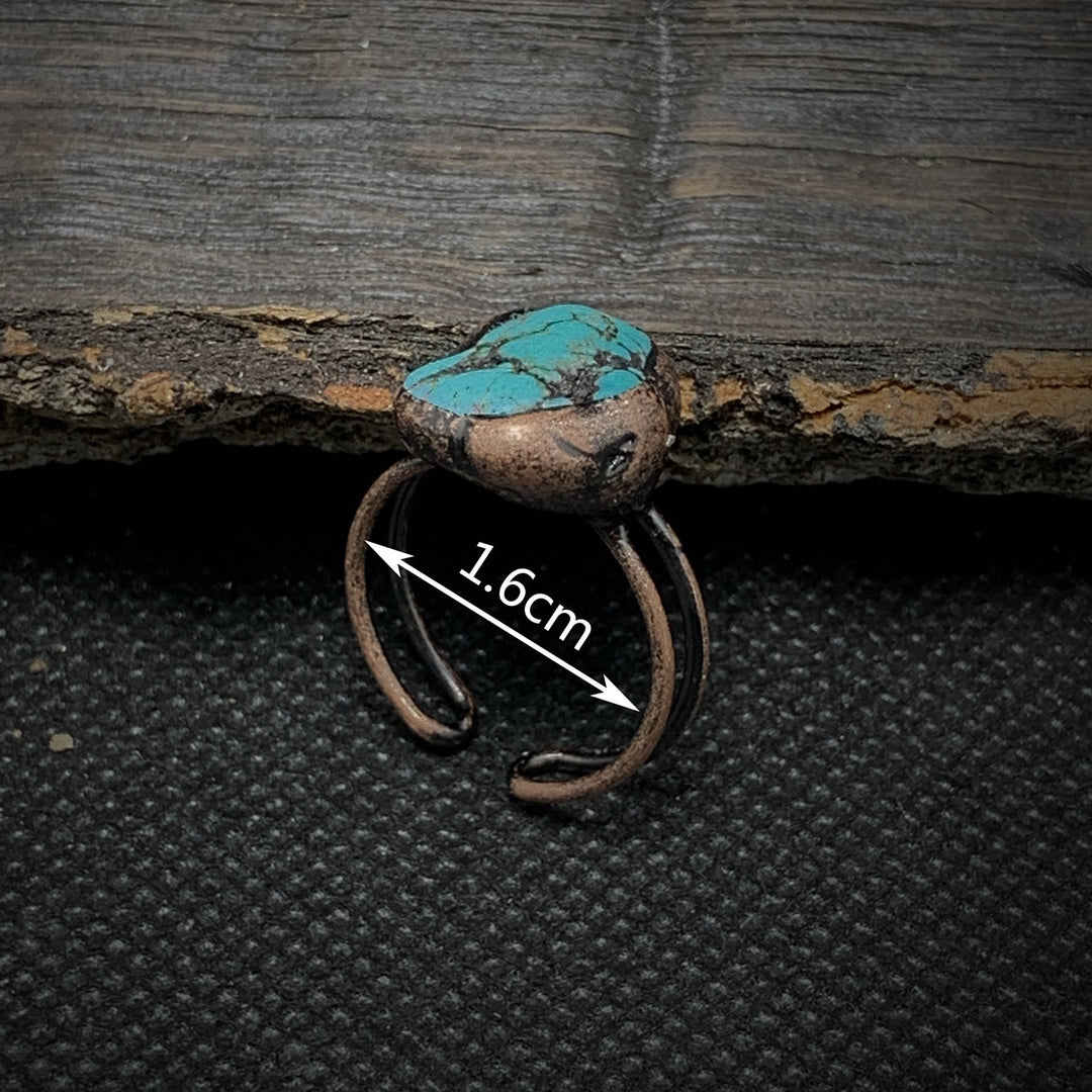 Anello regolabile Olivenorma con dodici pietre portafortuna in pietra grezza irregolare naturale 